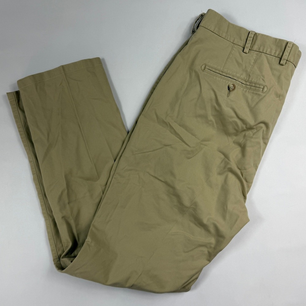 Peter Millar Mens Khaki Chinos 36x31 Pima Cotton Stretch Flat Front Pants Tan